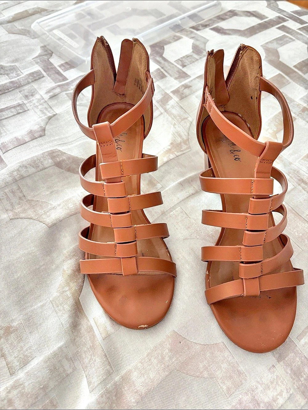 Style & Co Josettee Strappy Block-Heel Sandals Brown